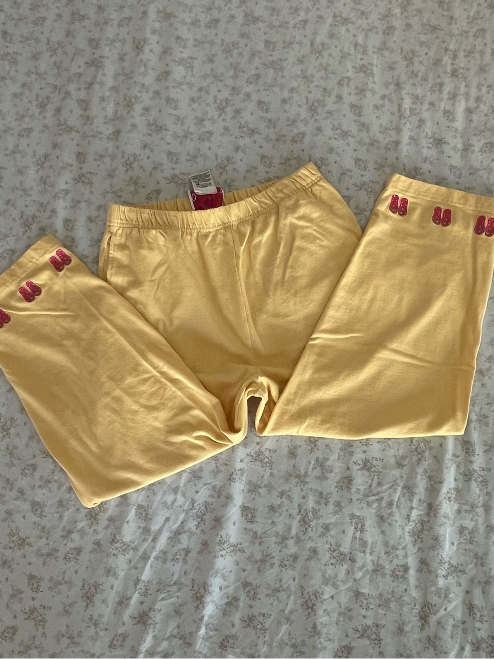 Quacker Factory Pale Yellow Elastic Waist Pants with Pink Logo Tag